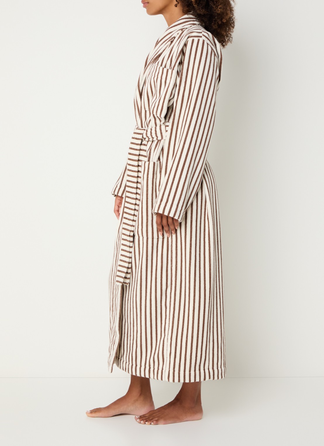 TEKLA Badjas met opgestikte zakken - unisex - voorkant 3 beige