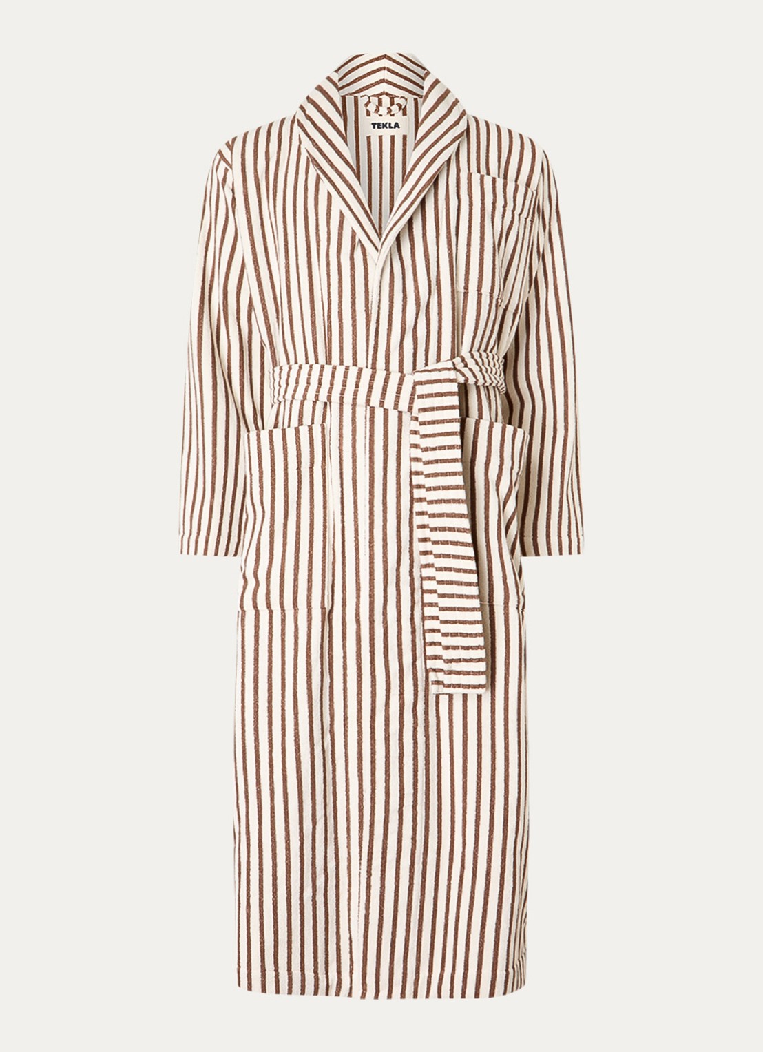 TEKLA Badjas met opgestikte zakken - unisex - voorkant 4 beige