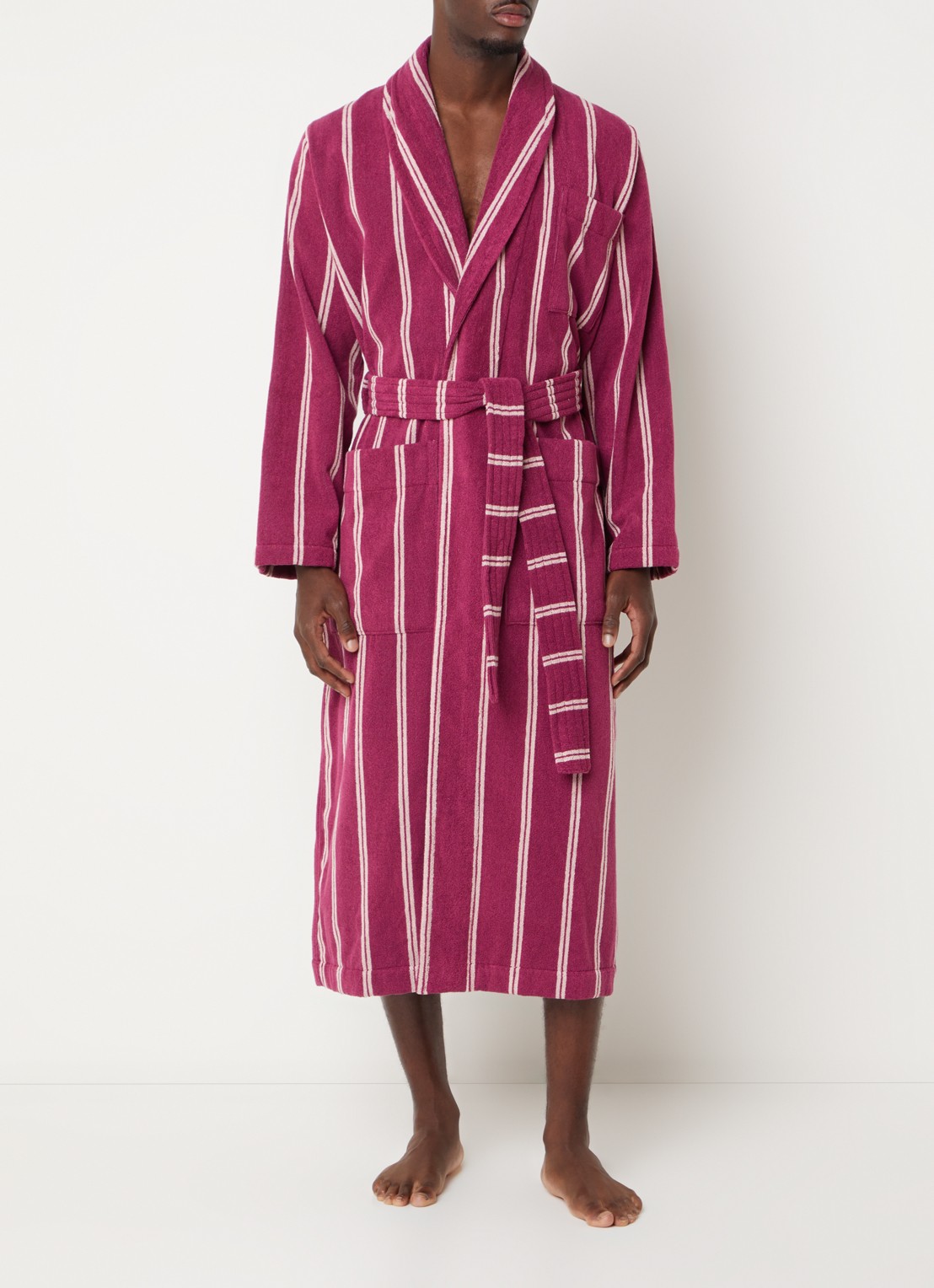 TEKLA Badjas met opgestikte zakken - unisex - detail fuchsia
