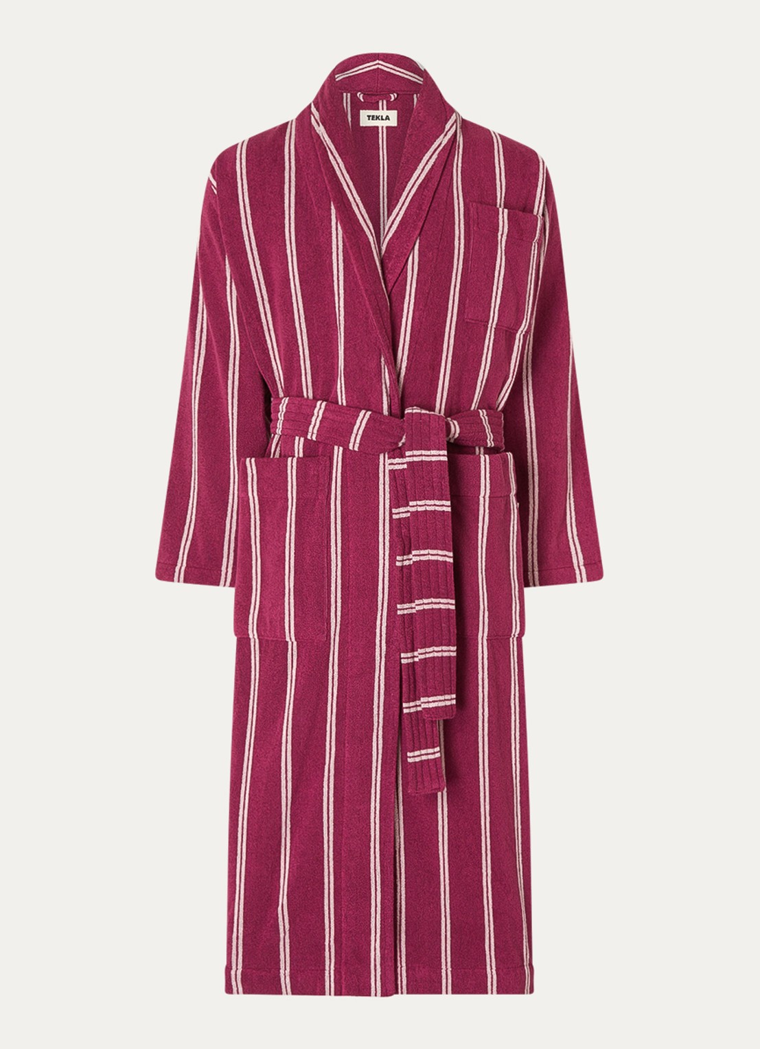 TEKLA Badjas met opgestikte zakken - unisex - voorkant 3 fuchsia