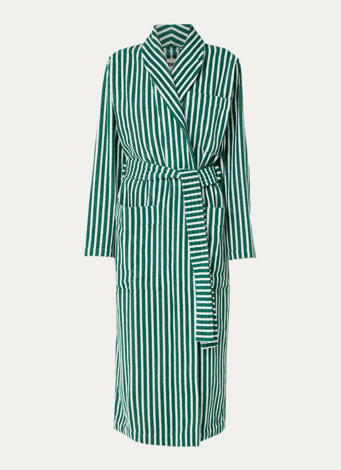 TEKLA Badjas met opgestikte zakken - unisex - voorkant groen