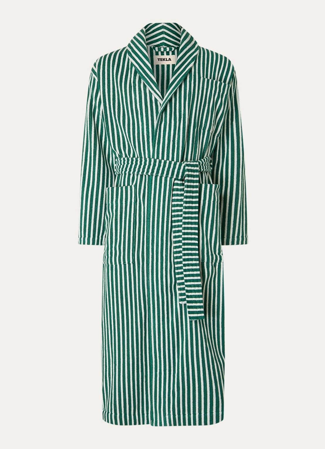 TEKLA Badjas met opgestikte zakken - unisex - voorkant 3 groen