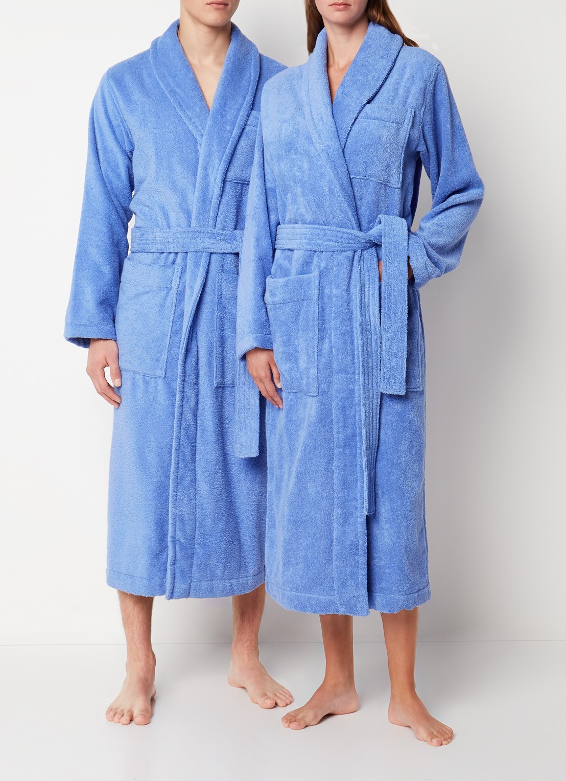 TEKLA Badjas met opgestikte zakken - unisex - voorkant 2 blauw