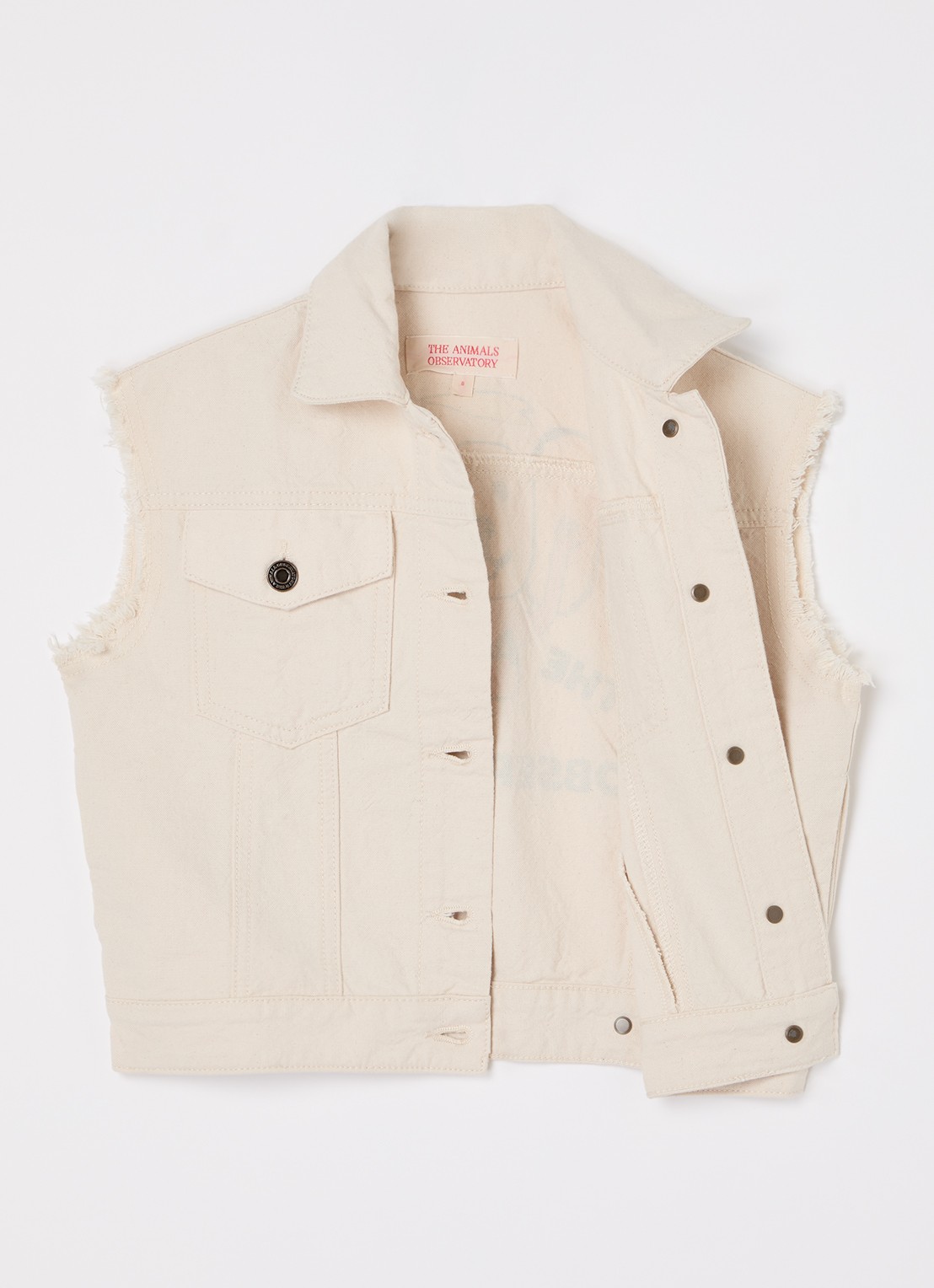 The Animals Observatory Hog gilet van denim - voorkant 2 beige