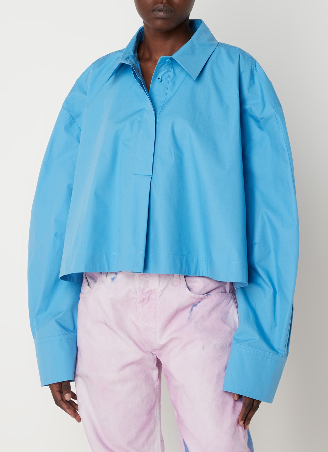 The Attico Jill cropped blouse - detail 4 blauw
