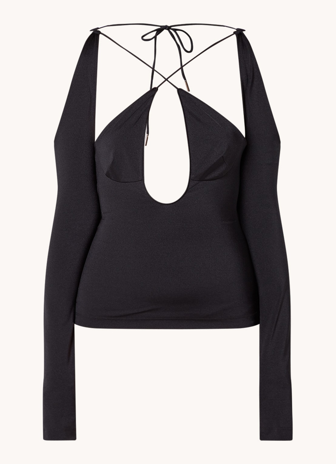 The Attico Zane top met cut-out details - voorkant 2 zwart