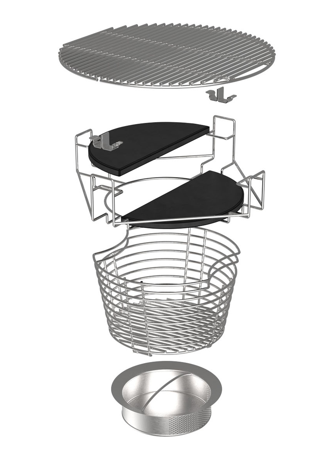 The Bastard Complete Medium 2022 kamado barbecue met verrijdbaar onderstel en zijtafel - detail zwart