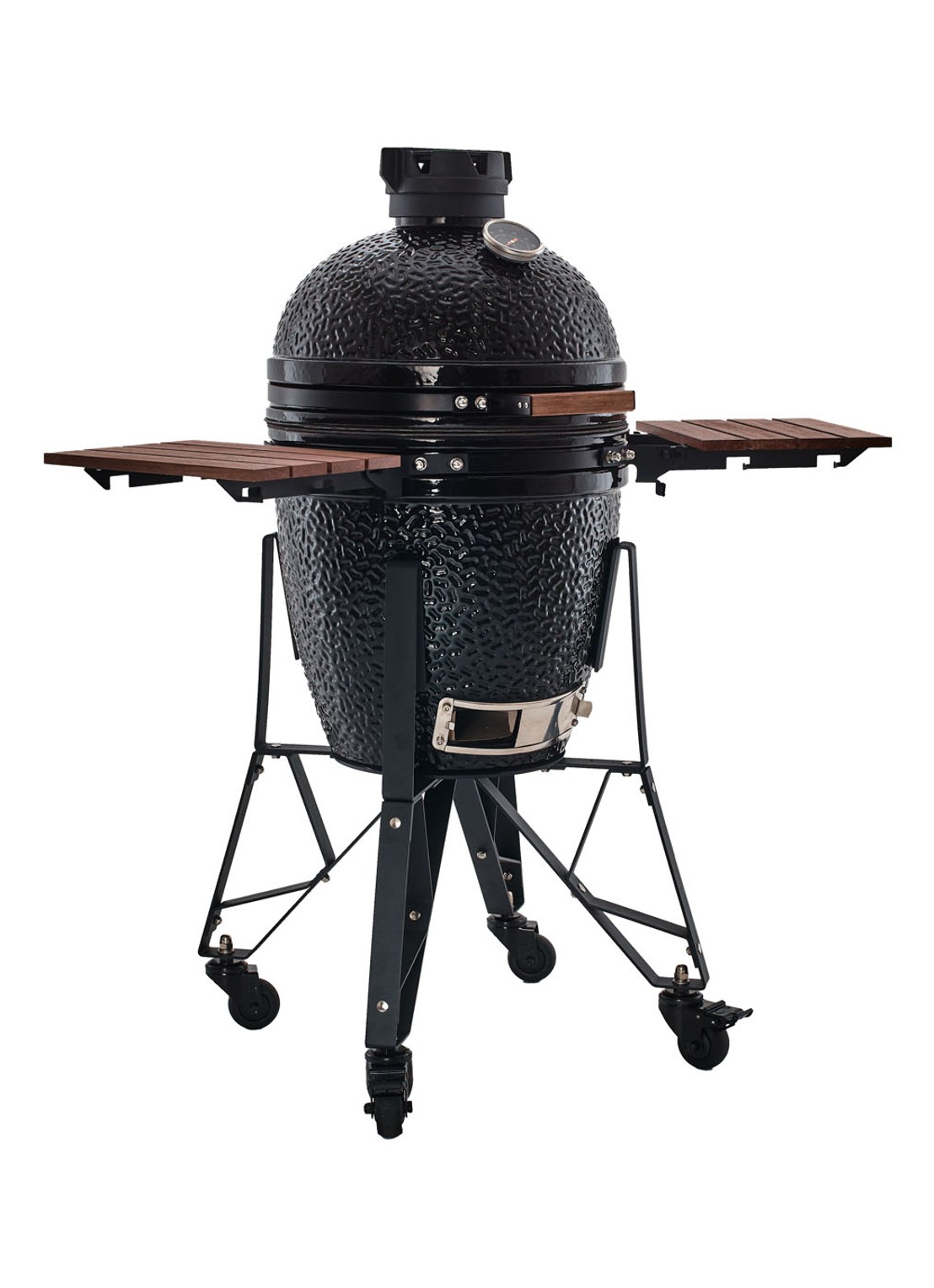 The Bastard Complete Medium 2022 kamado barbecue met verrijdbaar onderstel en zijtafel - voorkant 5 zwart