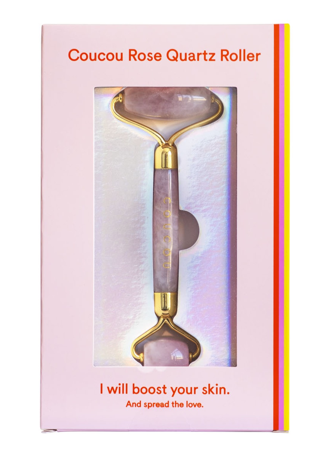 The Coucou Club Coucou Rose Quartz Roller - gezichtsroller - voorkant 2 lichtroze