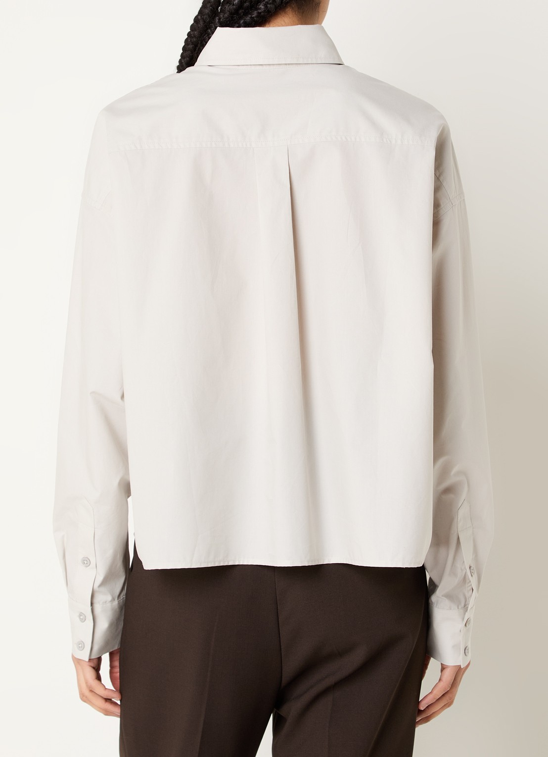 The Frankie Shop Arlen cropped blouse met kraag - achterkant grijs