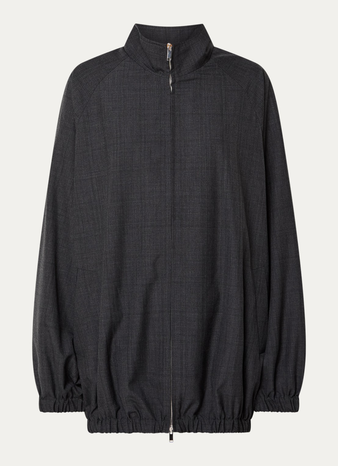 The Frankie Shop Baxter oversized jack in wolblend met ruitdessin - voorkant 2 antraciet