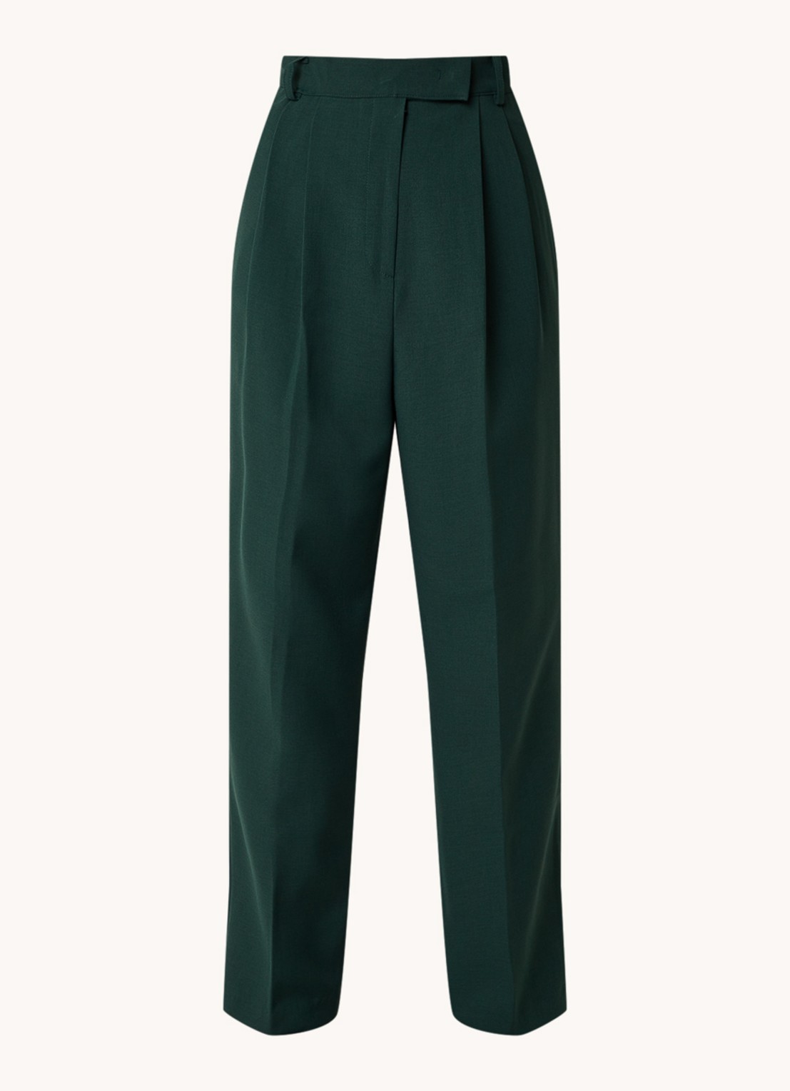The Frankie Shop Bea high waist straight leg pantalon met steekzakken - voorkant donkergroen
