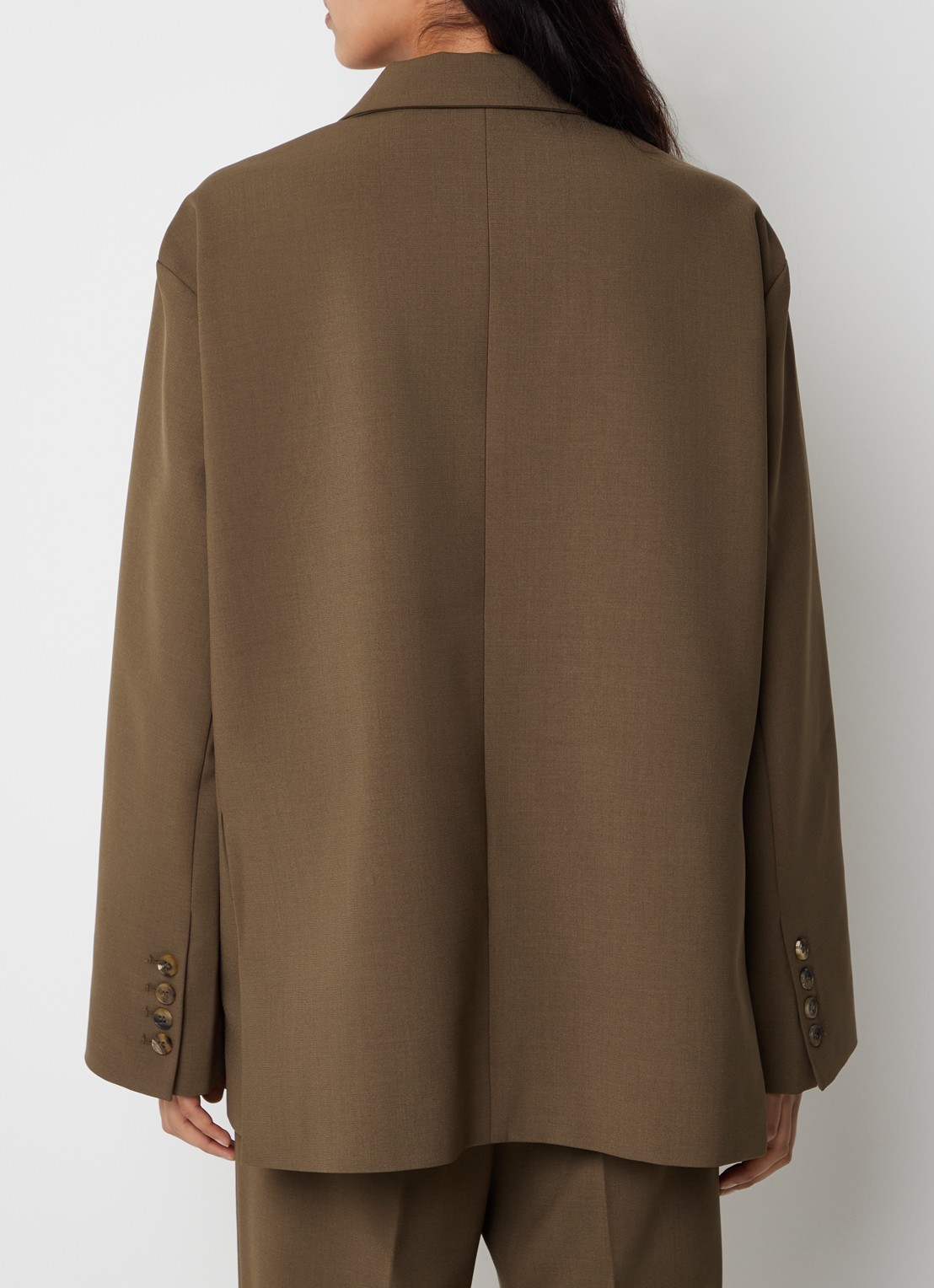 The Frankie Shop Bea oversized blazer met klepzakken - achterkant bruin