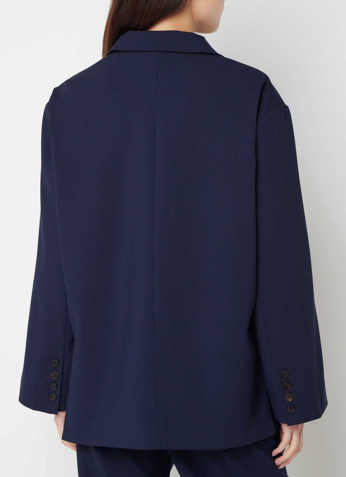 The Frankie Shop Bea oversized blazer met klepzakken - achterkant blauw