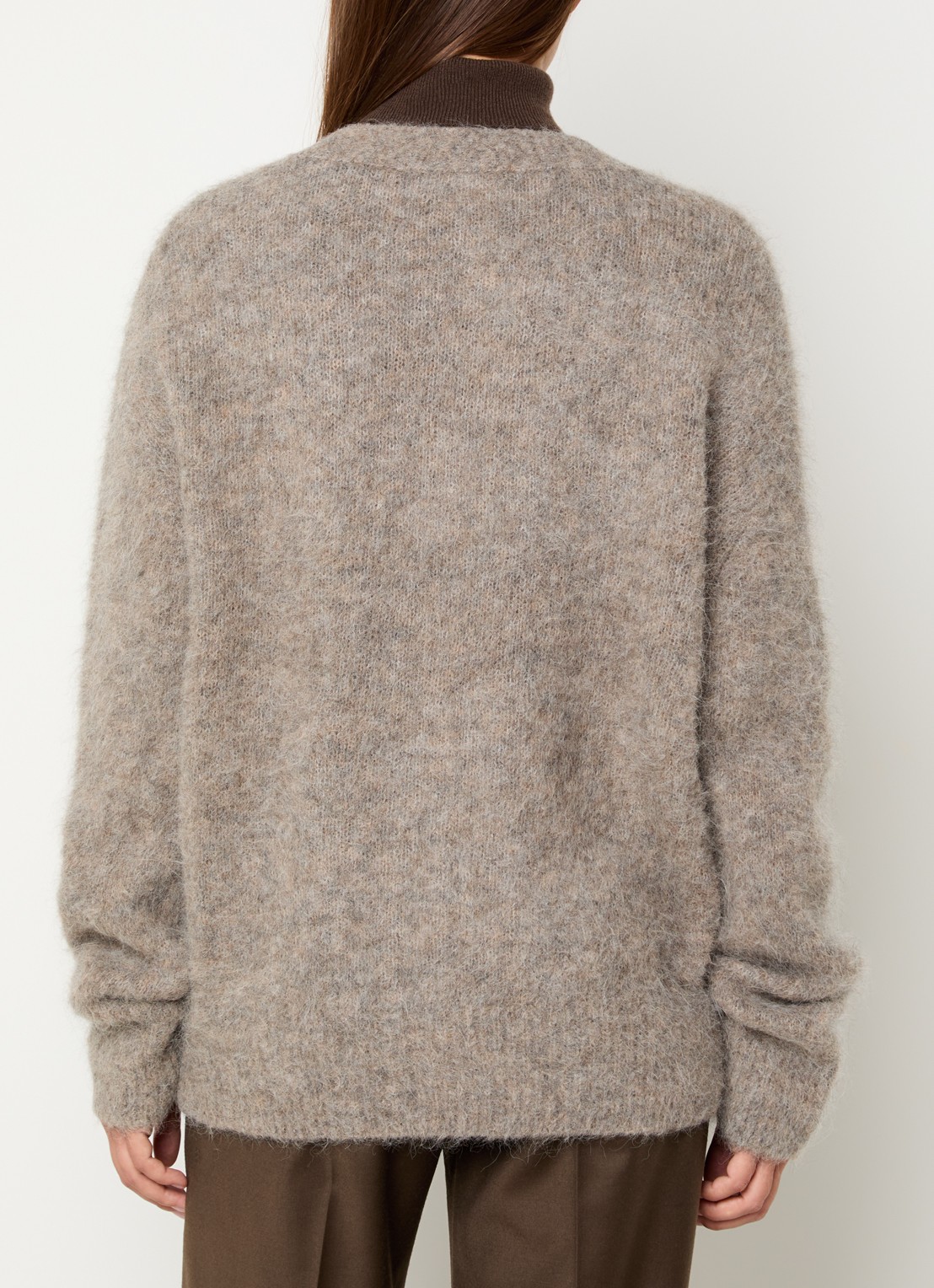 The Frankie Shop Elland oversized grofgebreid vest met gemêleerd dessin - achterkant 4 zand
