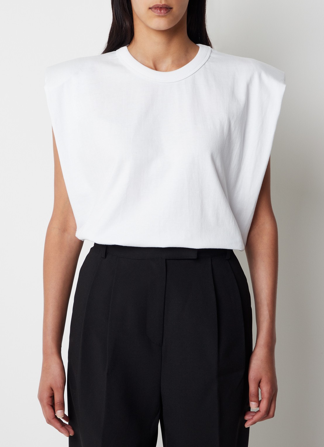 The Frankie Shop Eva top met schoudervulling - detail wit