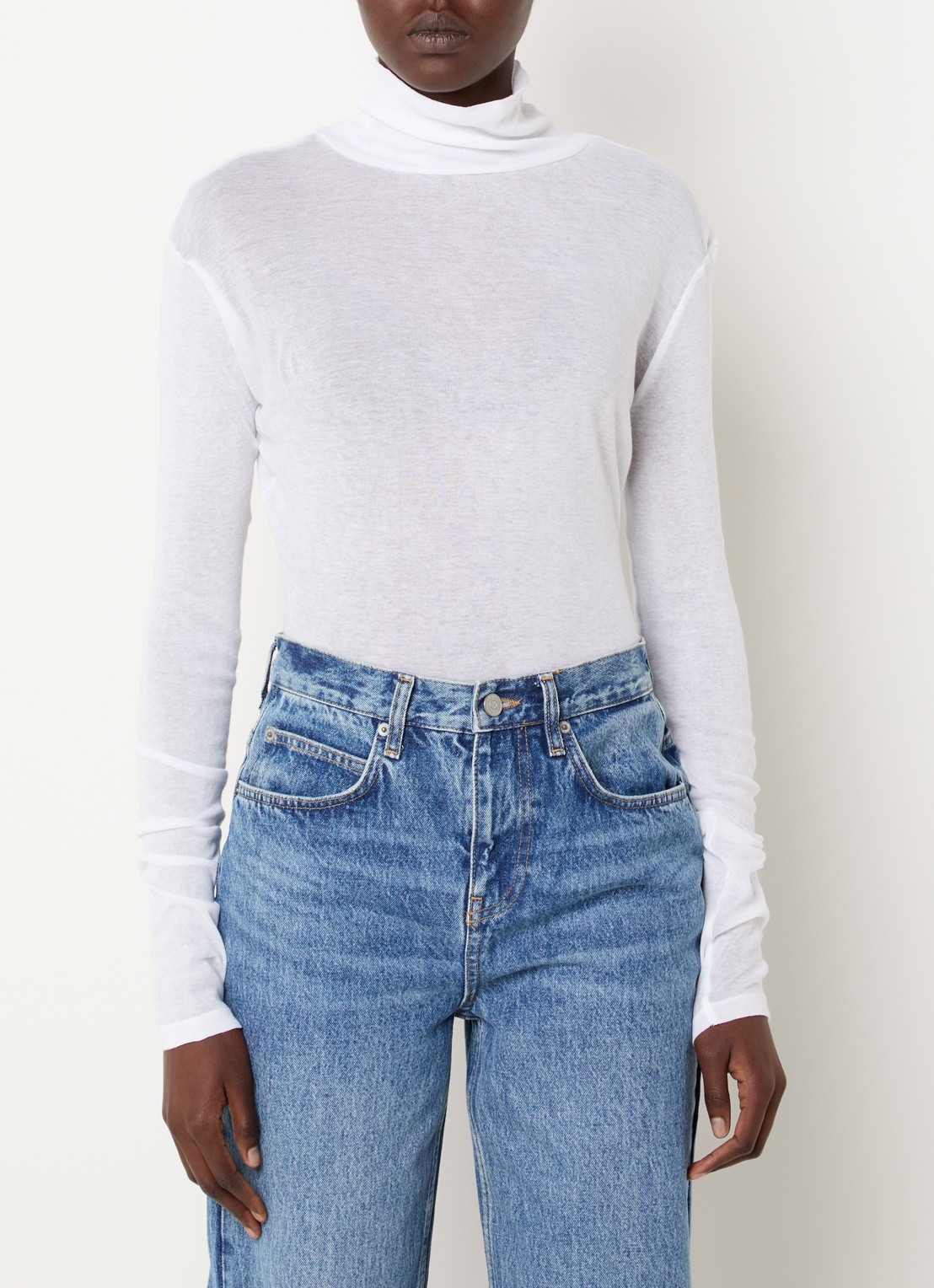 The Frankie Shop Evren semi-transparante top met col - detail 4 wit