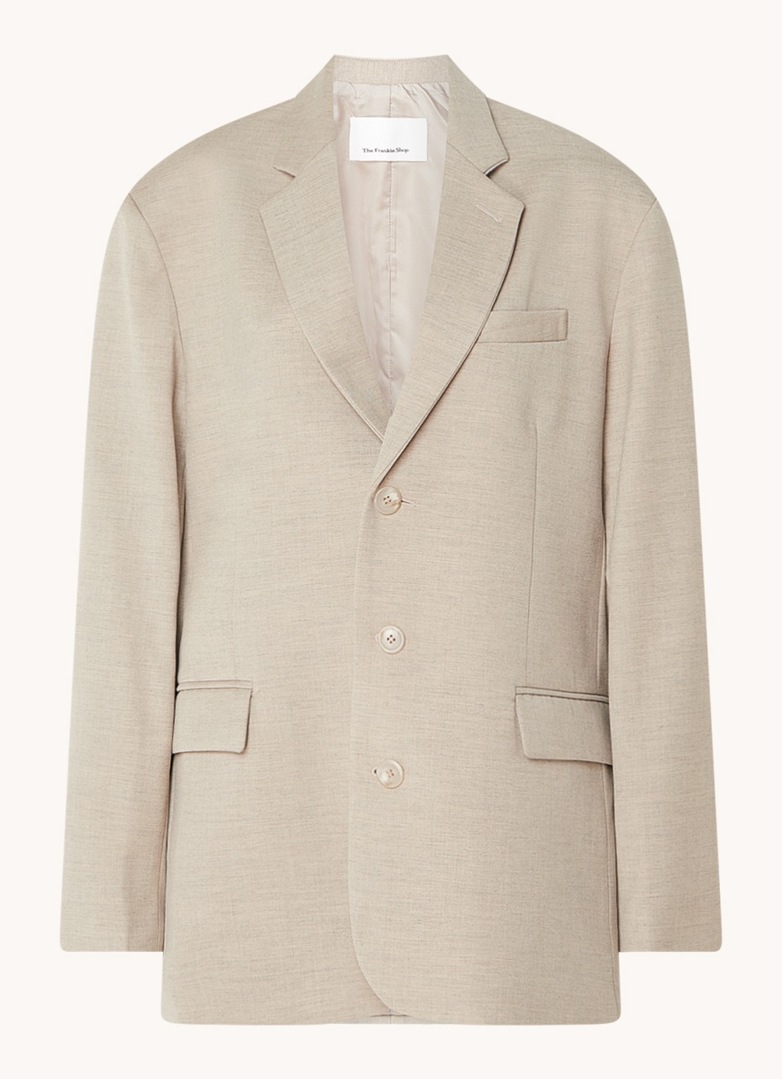 The Frankie Shop Gelso oversized blazer met klepzakken  - voorkant zand
