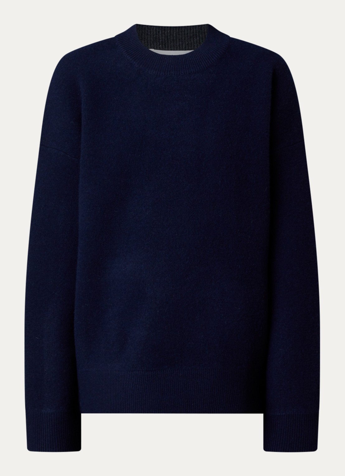 The Frankie Shop Hana grofgebreide trui in wolblend - voorkant 2 donkerblauw