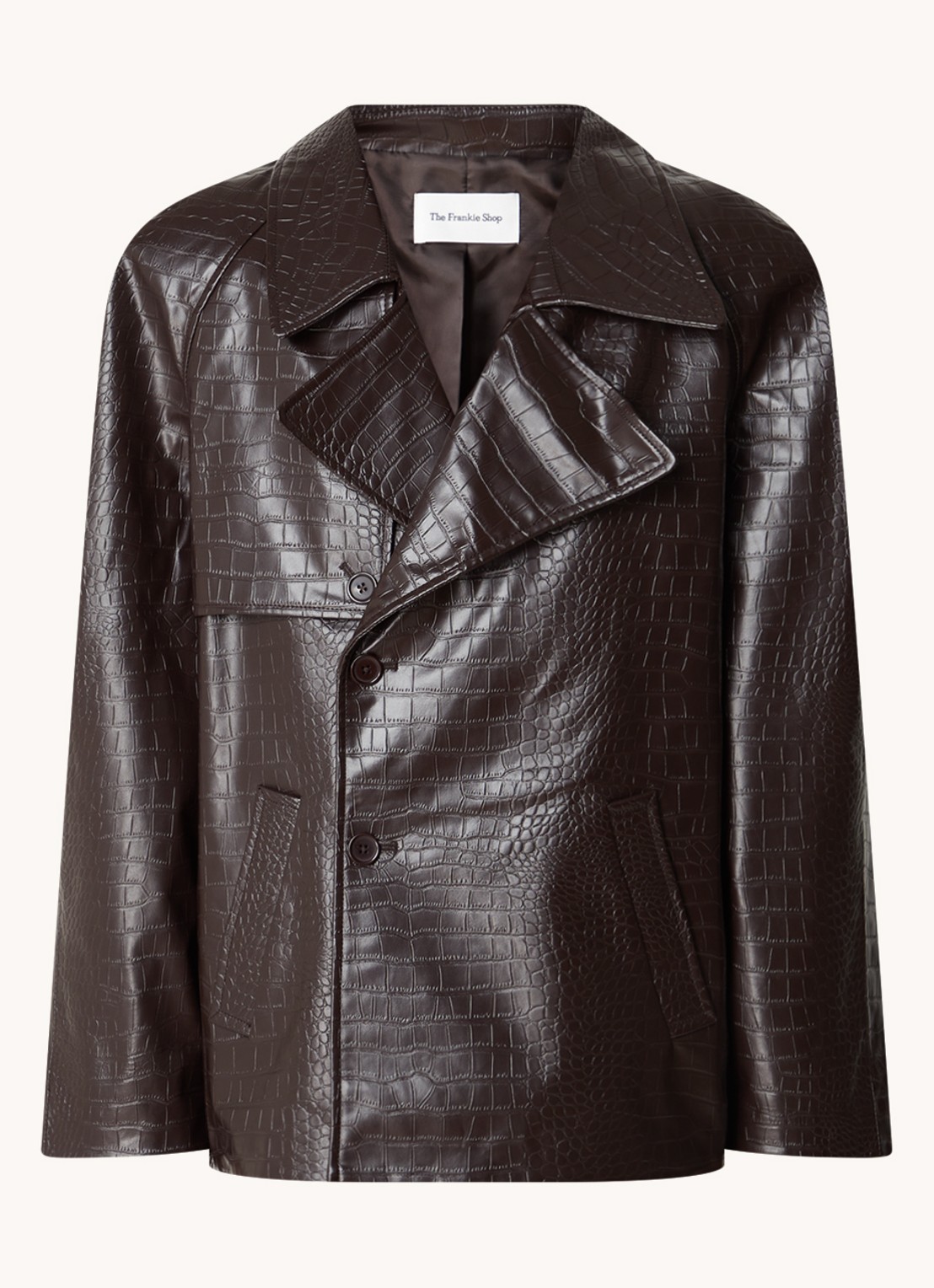 The Frankie Shop Jackie jack van imitatieleer met croco structuur  - voorkant 2 bruin