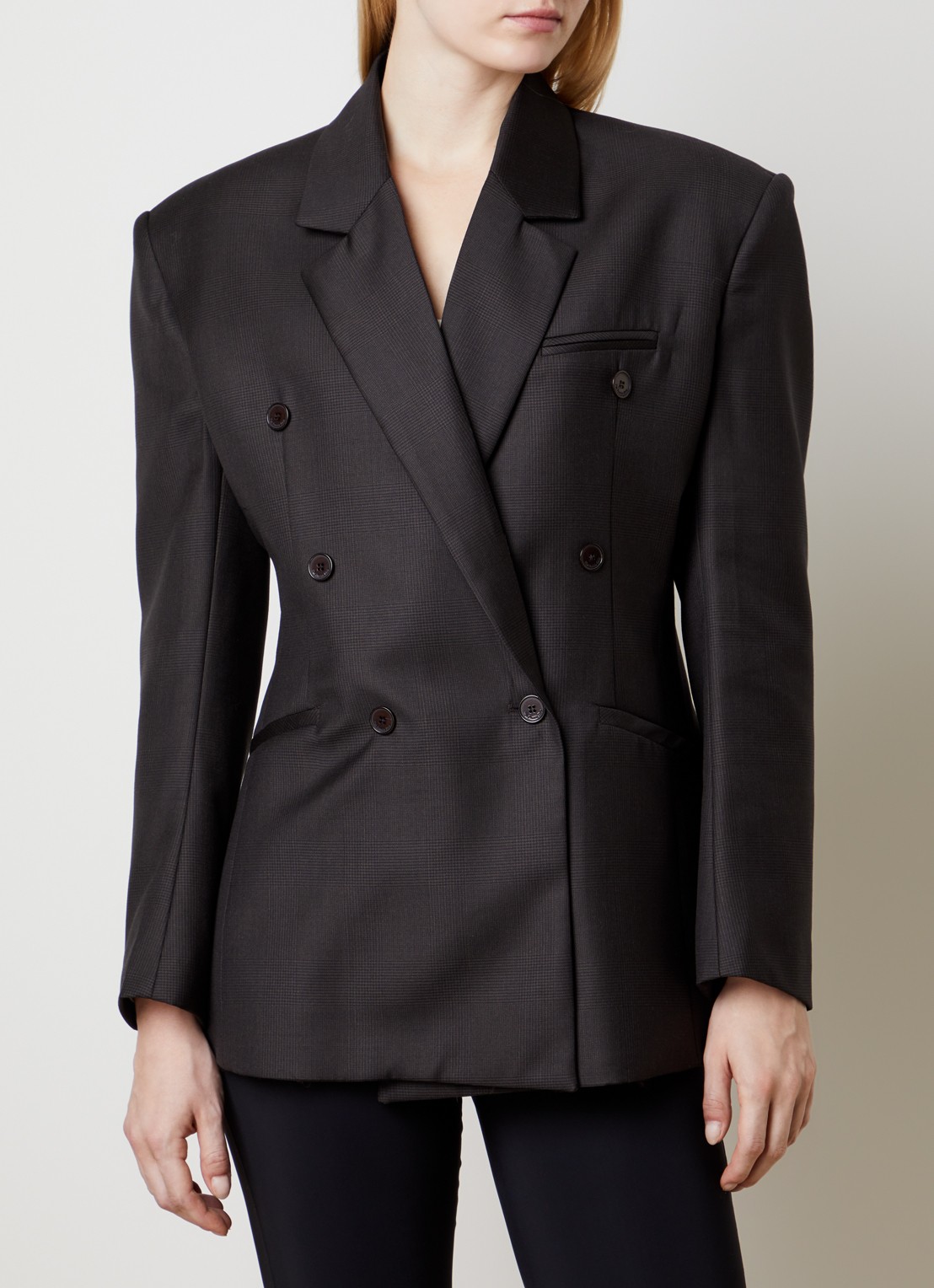 The Frankie Shop Jade double-breasted blazer van wol - detail 4 bruin