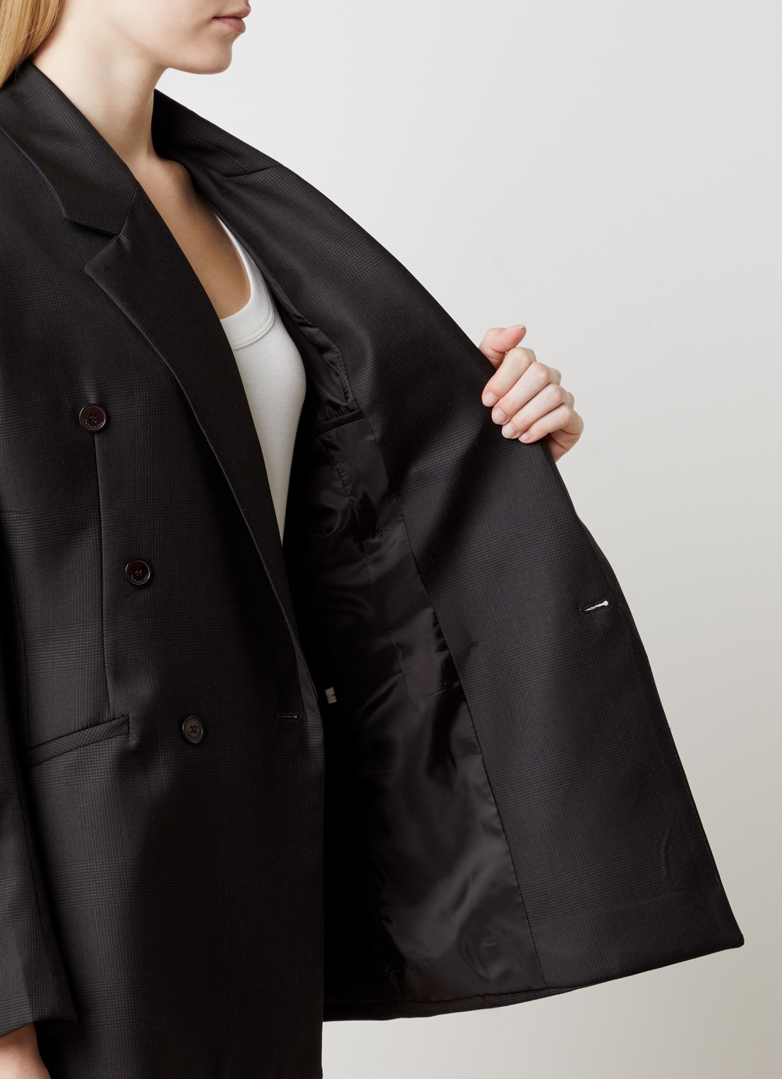 The Frankie Shop Jade double-breasted blazer van wol - detail 5 bruin