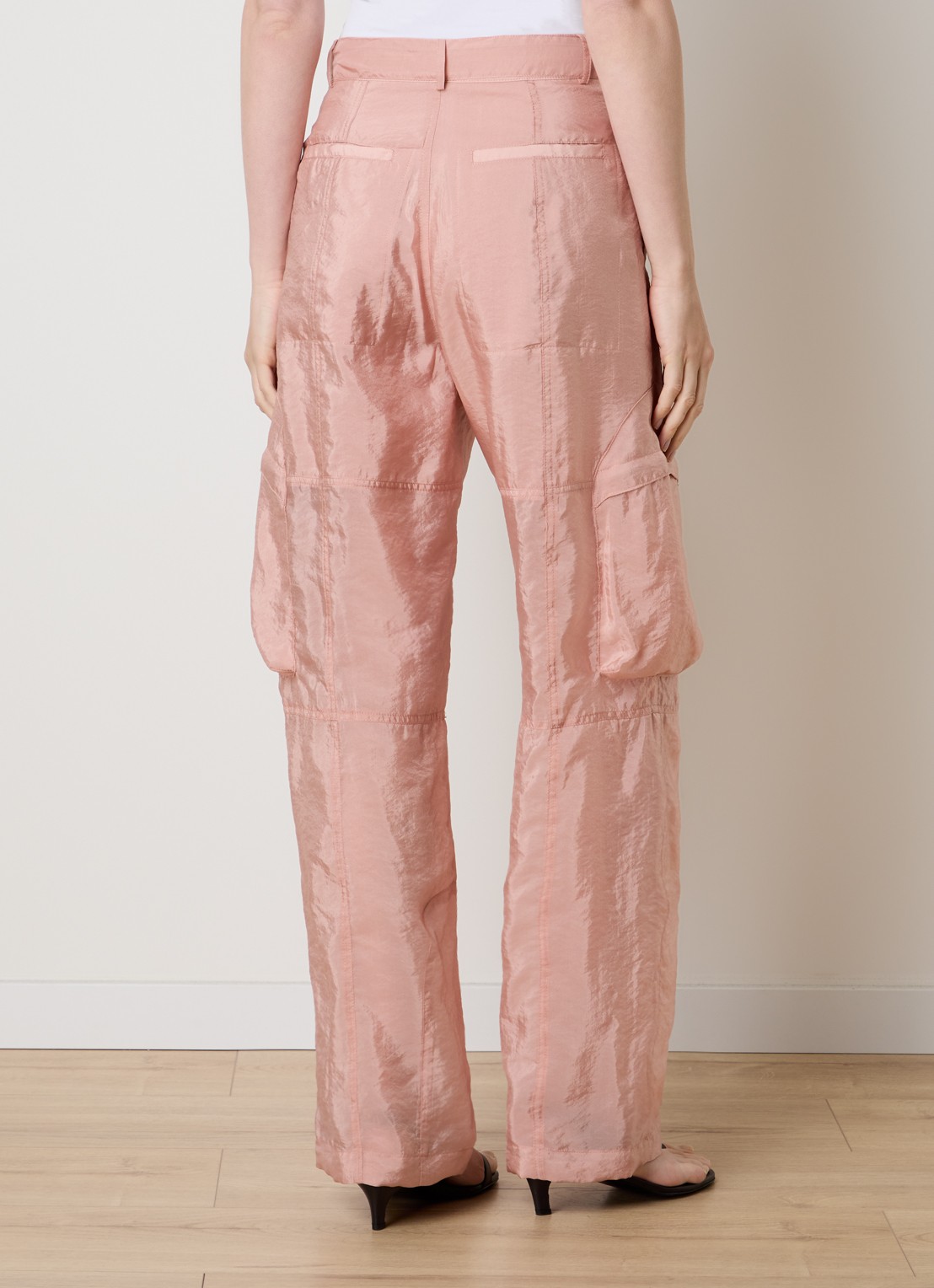 The Frankie Shop Kelly high waist straight fit broek met steekzakken - achterkant 3 roze