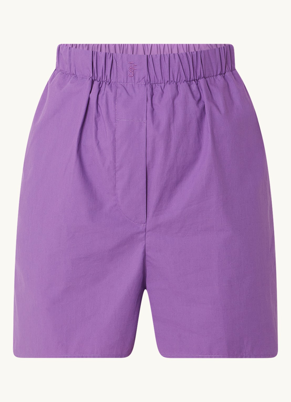 The Frankie Shop Liu high waist wide fit korte broek met elastische band - voorkant 2 paars