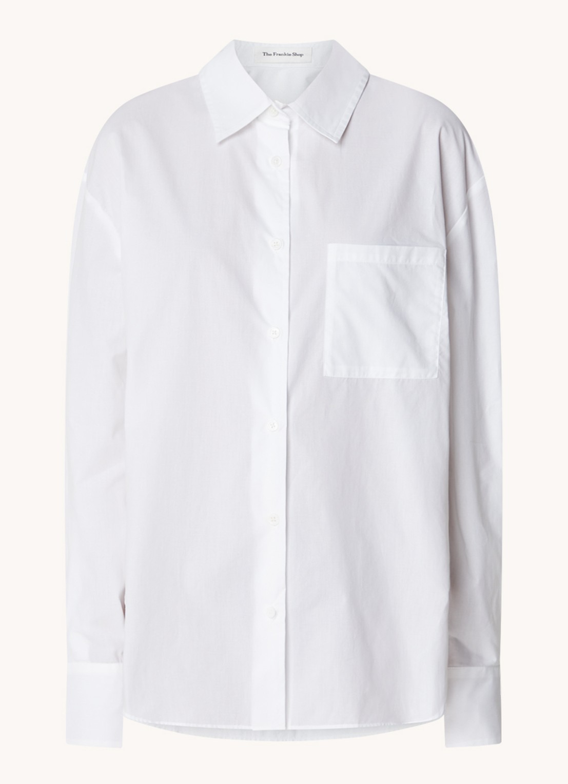 The Frankie Shop  Lui oversized blouse met borstzak  - voorkant wit