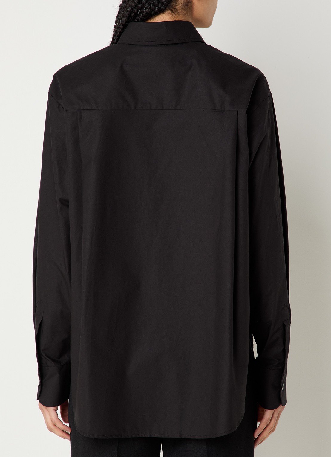 The Frankie Shop  Lui oversized blouse met borstzak  - achterkant 4 zwart