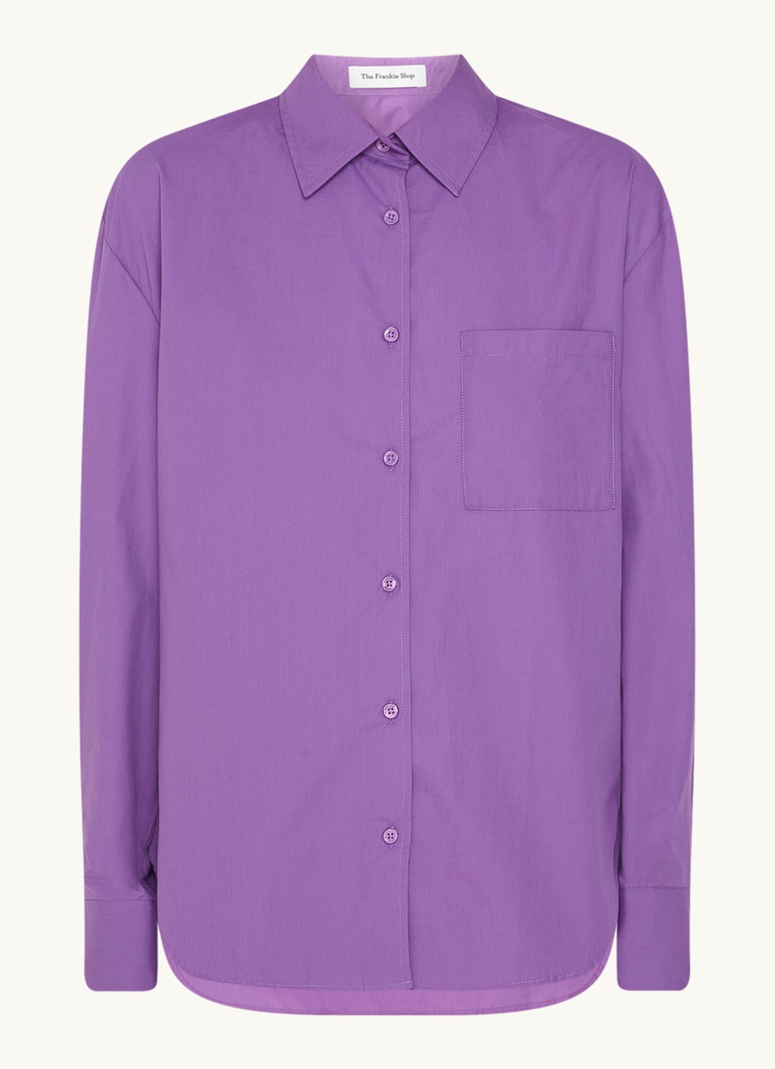 The Frankie Shop  Lui oversized blouse met borstzak  - voorkant 2 paars