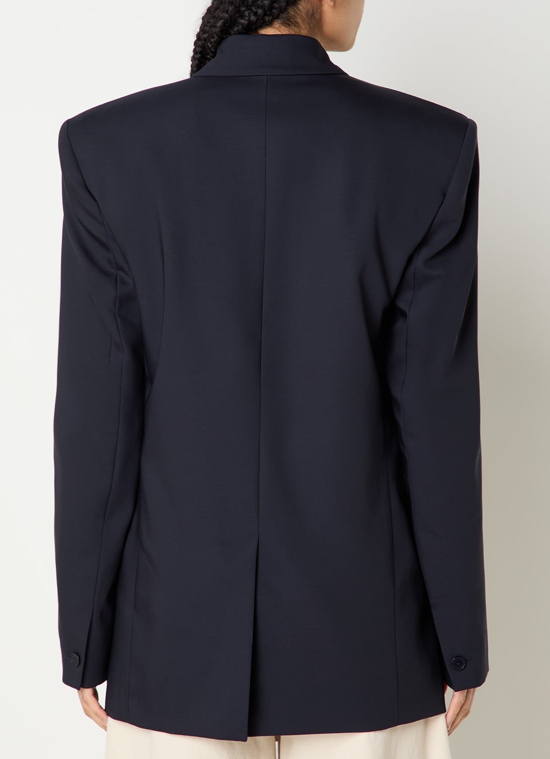 The Frankie Shop Monterey oversized double-breasted blazer in wolblend - achterkant donkerblauw