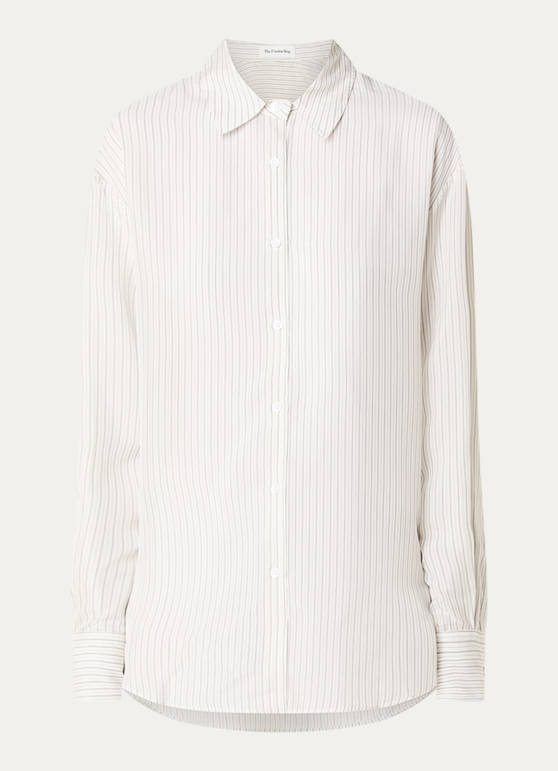 The Frankie Shop Peri semi-transparante blouse met streepprint - voorkant 2 gebroken wit