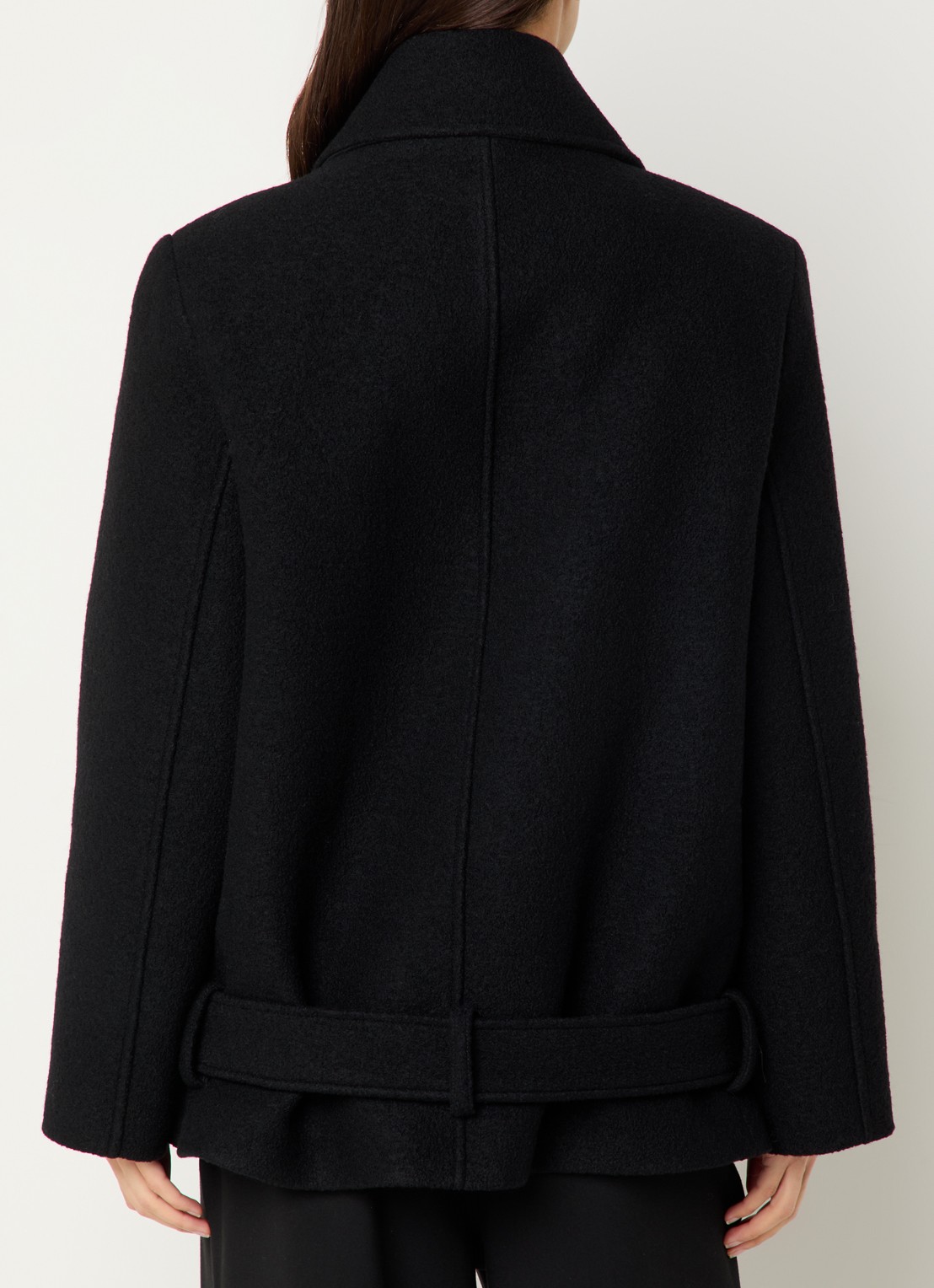 The Frankie Shop Scothern jack van scheerwol met ceintuur - achterkant 4 zwart