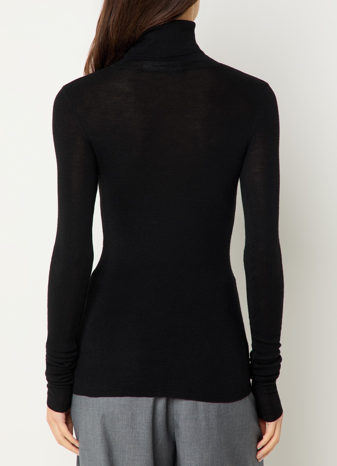 The Frankie Shop Utica fijngebreide top in wolblend met col - achterkant 4 zwart