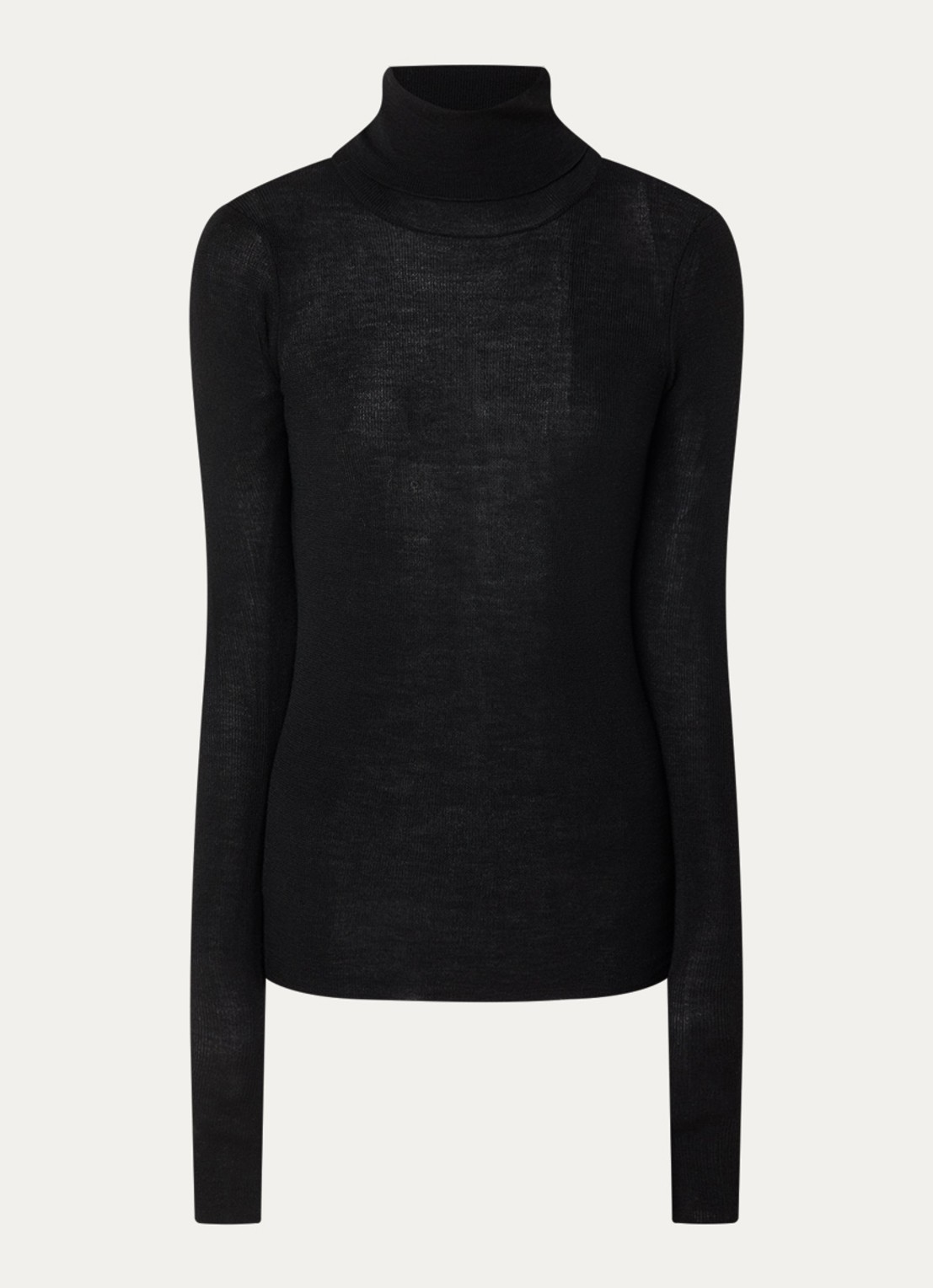The Frankie Shop Utica fijngebreide top in wolblend met col - voorkant zwart