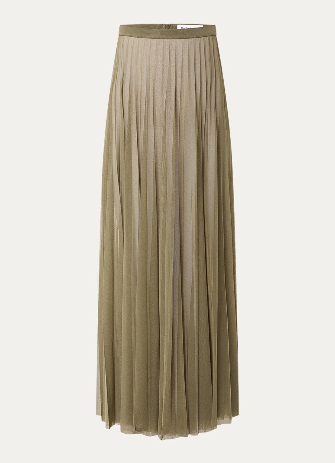 The Frankie Shop Vallen midi rok met plissé van mesh - voorkant 2 khaki