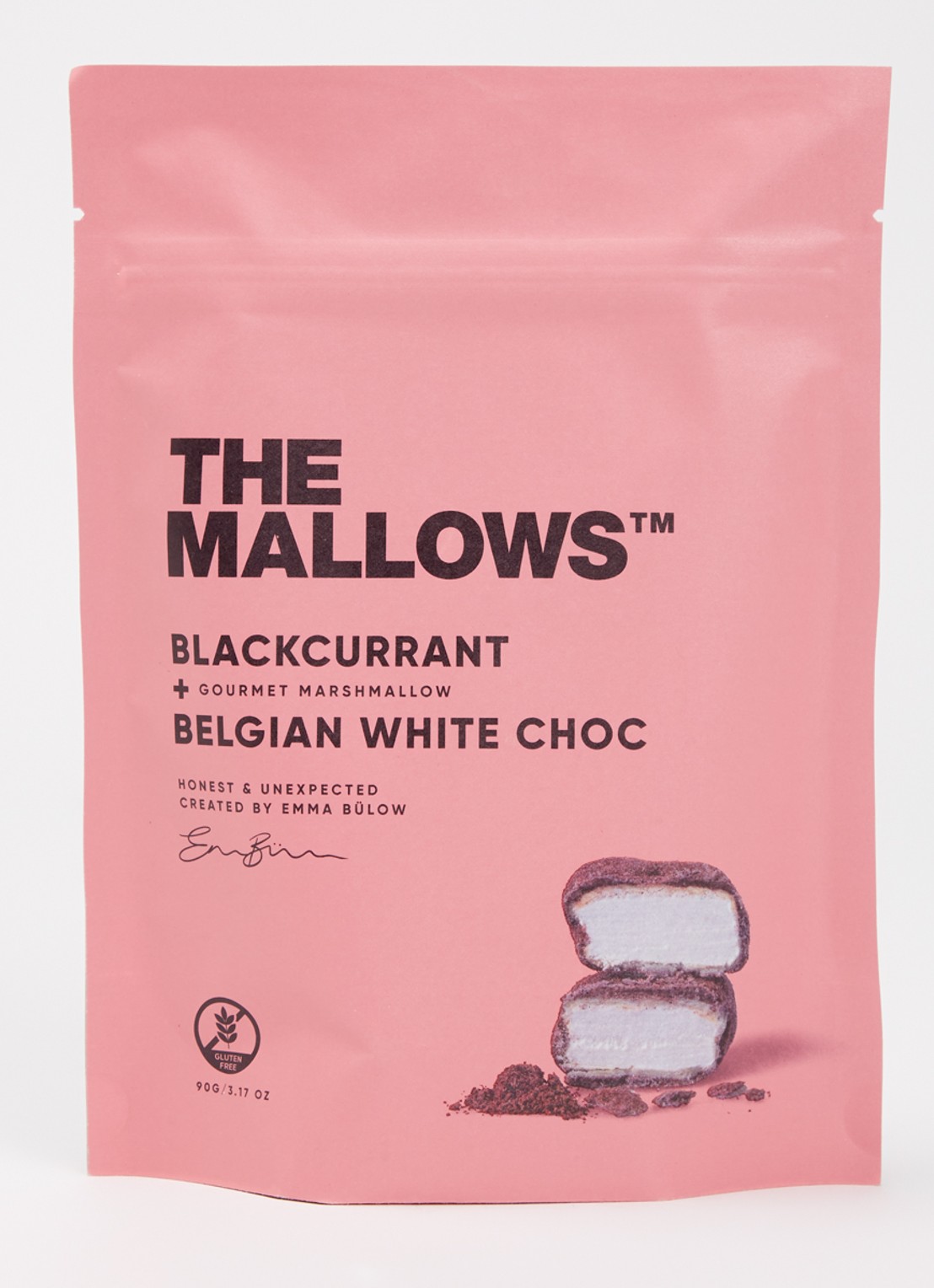 The Mallows Blackcurrant Mallows Belgian White Choc 90 gram - voorkant 2 undefined