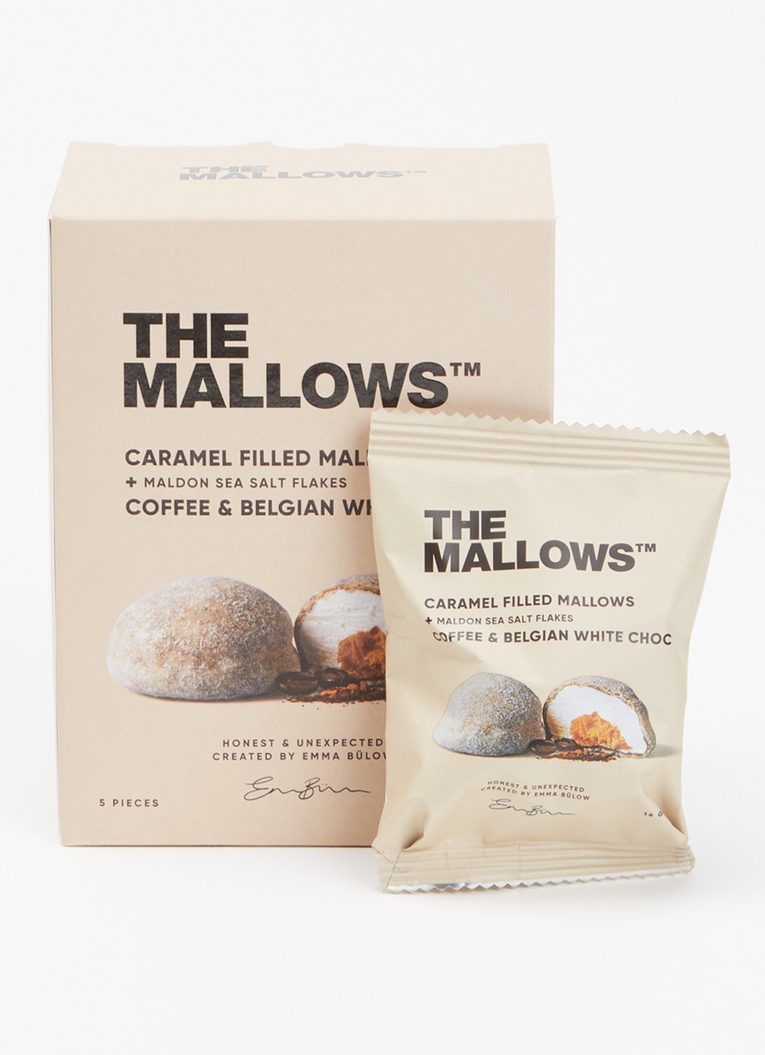 The Mallows Caramel Filled Mallows + Coffee & Belgian White Choc Box 5 stuks - voorkant 2 undefined