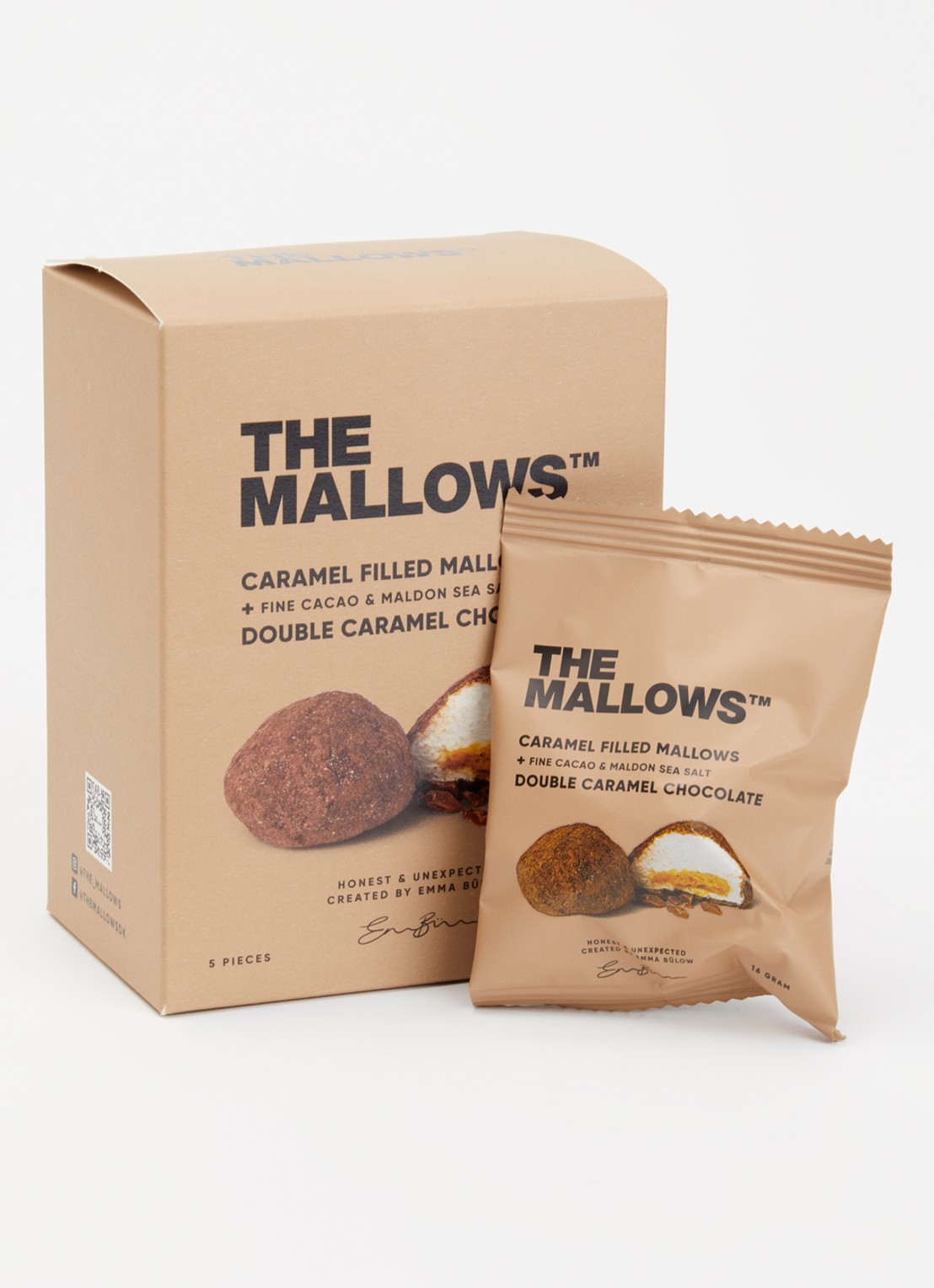 The Mallows Caramel Filled Mallows double caramel chocolate 80 gram - voorkant 2 bruin