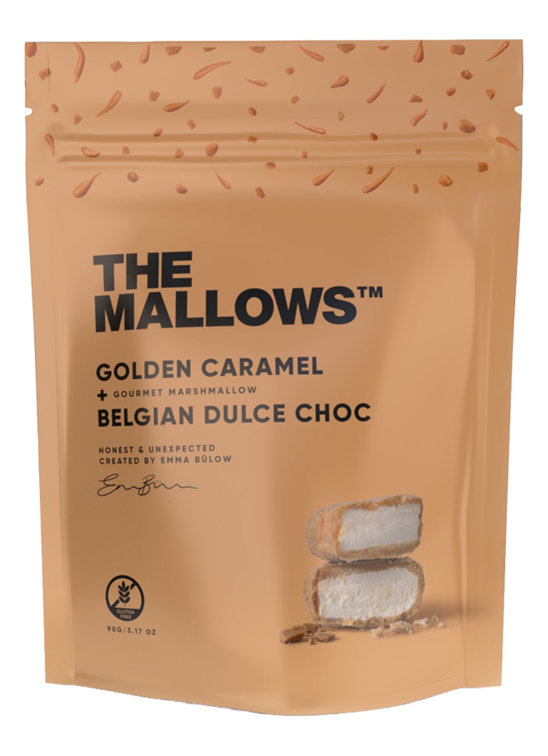 The Mallows Gourmet Mallows Golden Caramel 90 gram - voorkant beige