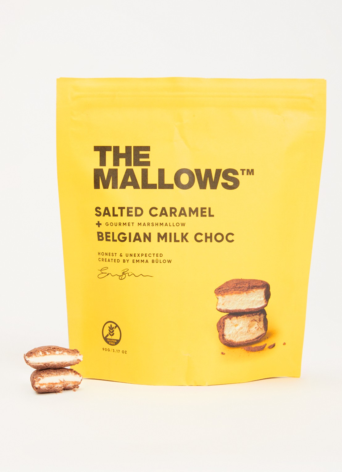 The Mallows Salted Caramel marshmallows met melk chocolade en caramel 90 gram - detail undefined