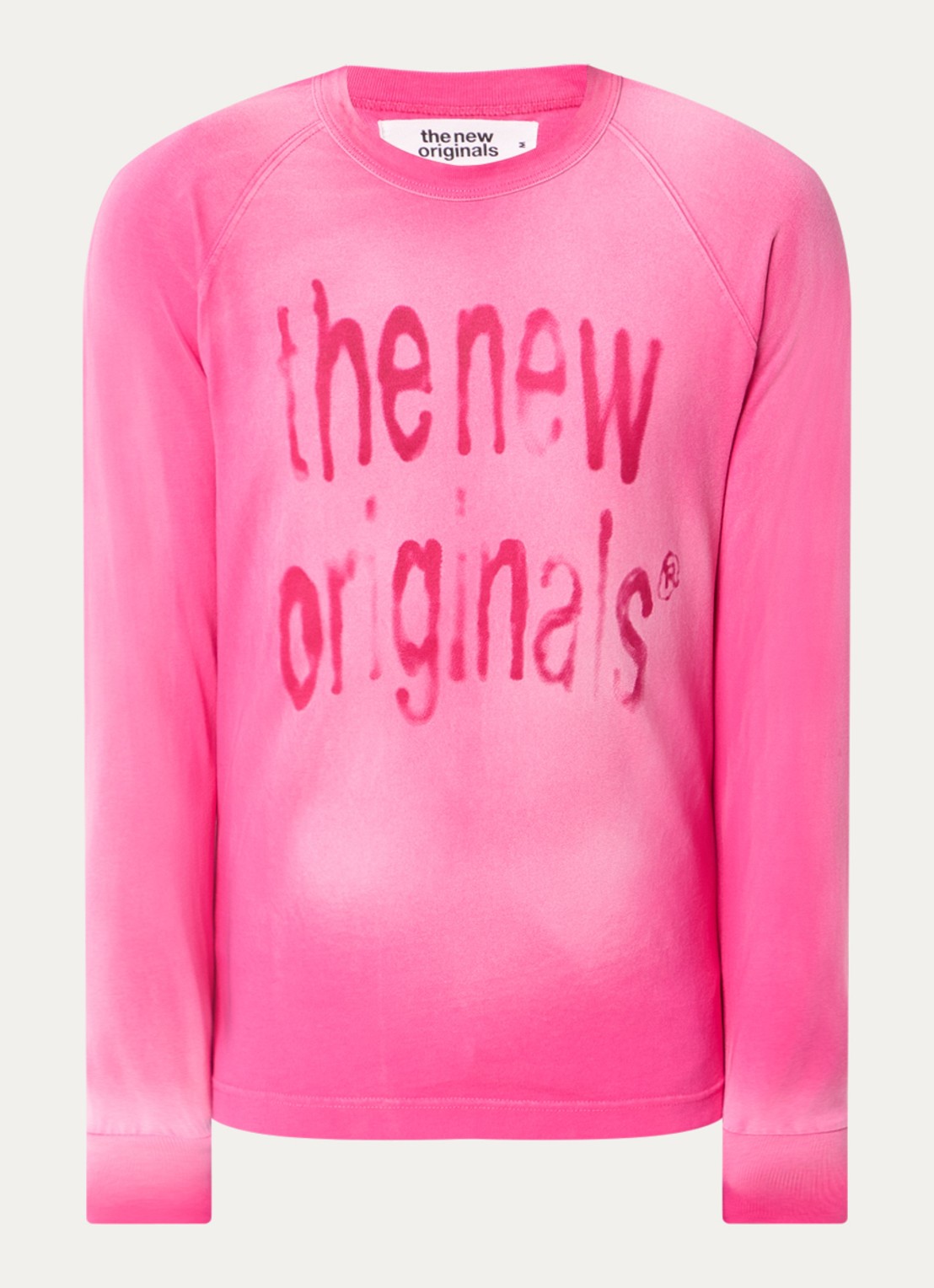 The New Originals Airbrushed Big Logo Raglan longsleeve met logoprint - voorkant roze