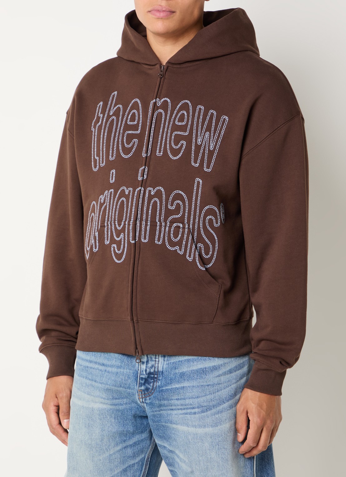 The New Originals Big Logo sweatvest met logoborduring - detail 2 bruin