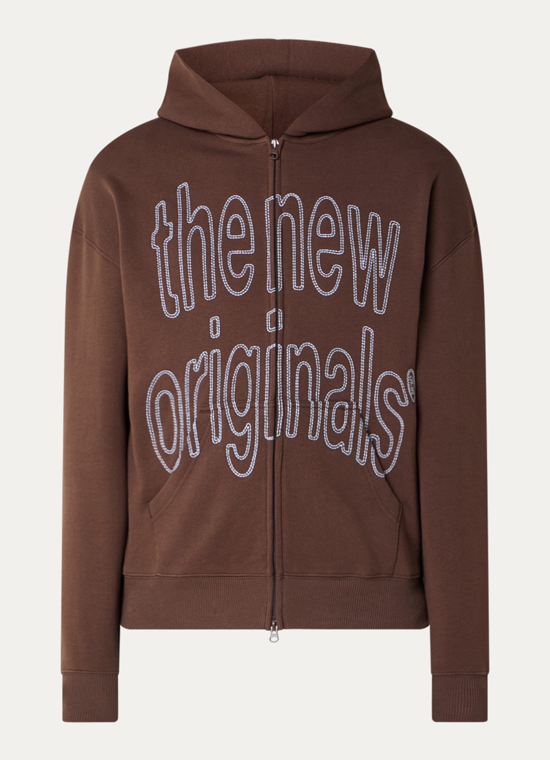 The New Originals Big Logo sweatvest met logoborduring - voorkant bruin