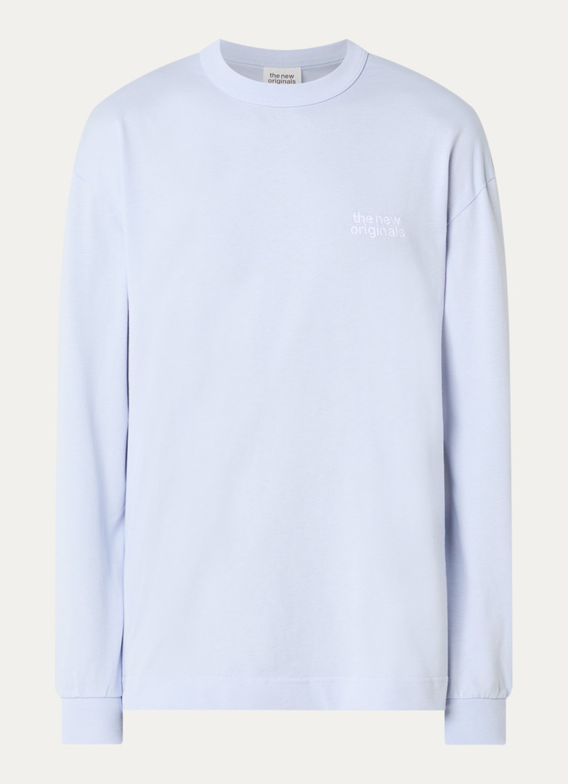 The New Originals Catna longsleeve met logo- en backprint - voorkant blauw
