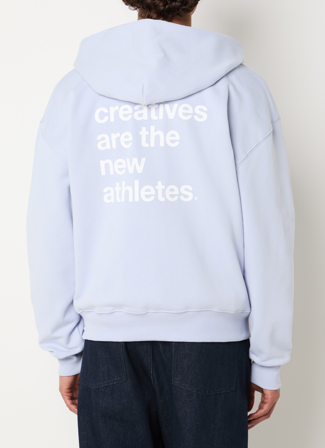 The New Originals Catna sweatvest met logo- en backprint - detail lichtblauw