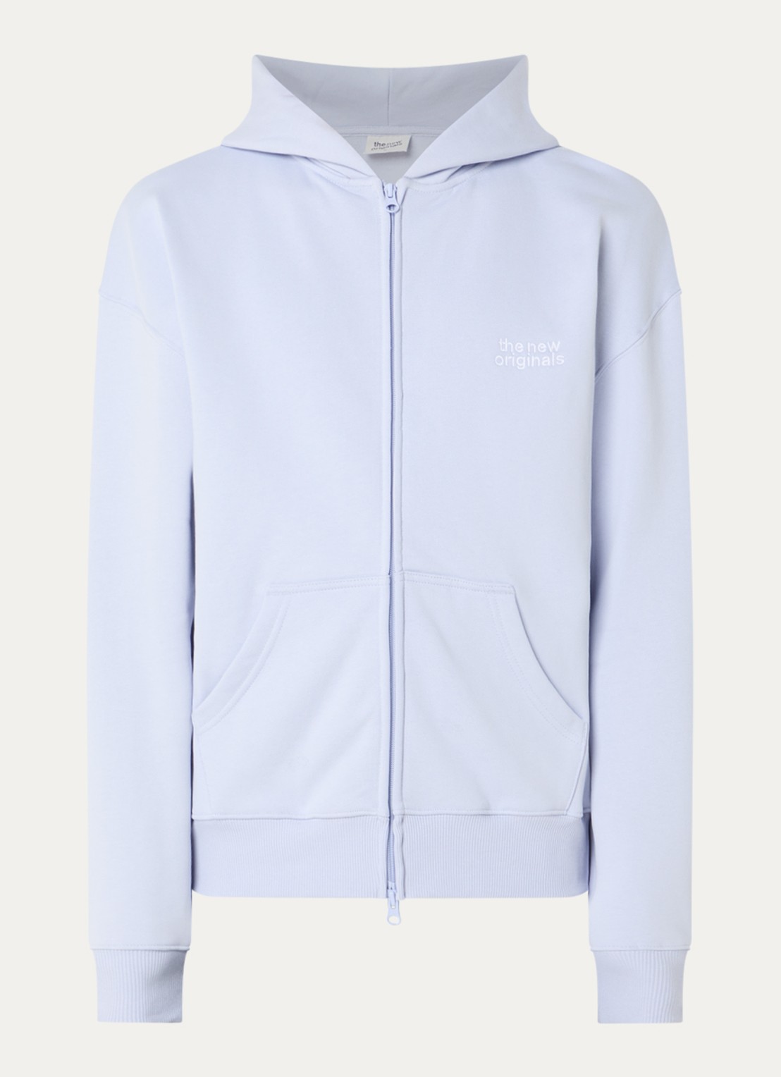 The New Originals Catna sweatvest met logo- en backprint - voorkant 4 lichtblauw