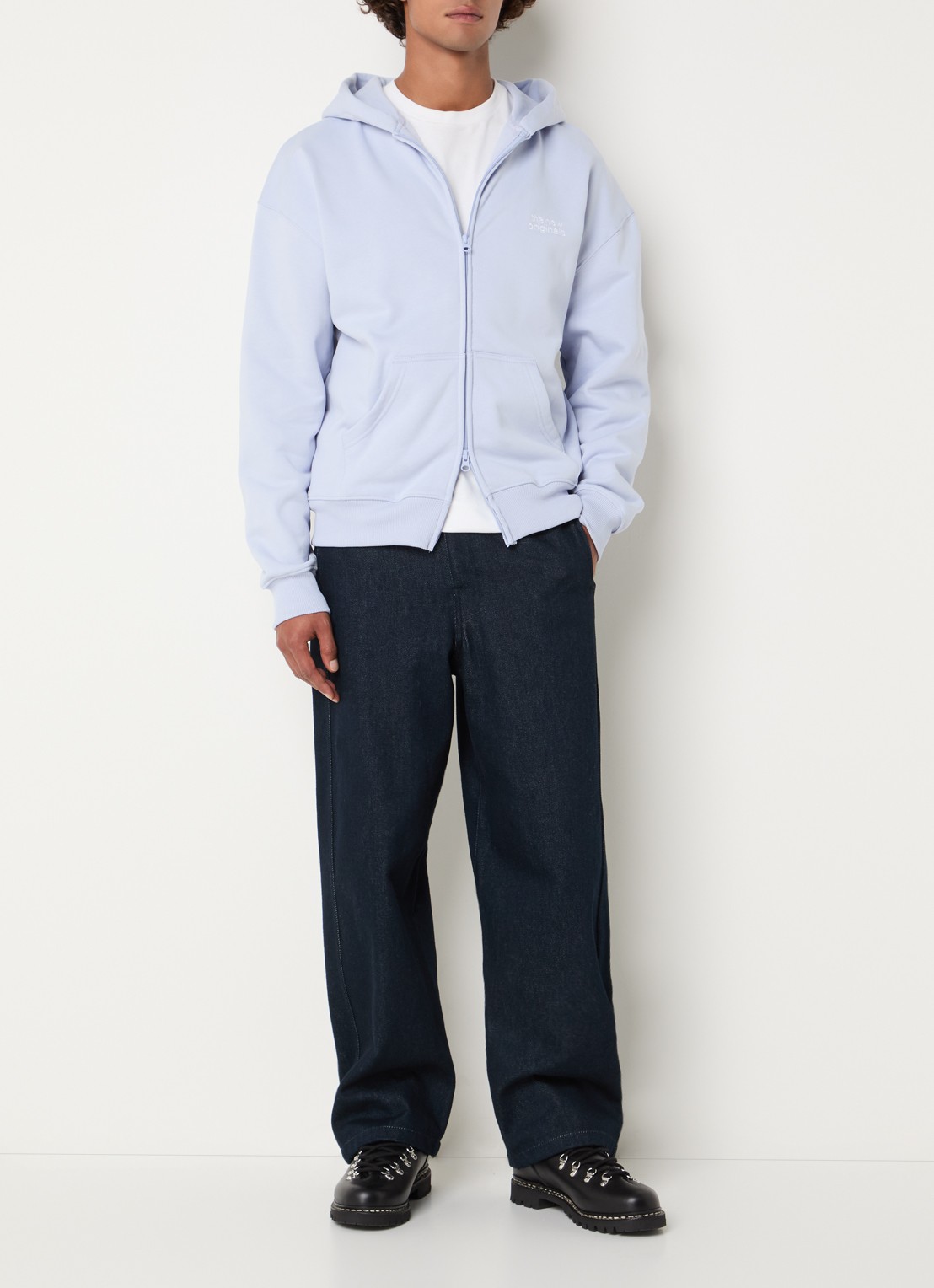 The New Originals Catna sweatvest met logo- en backprint - voorkant 5 lichtblauw