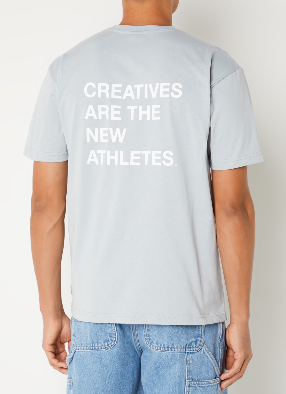 The New Originals Catna T-shirt met logo- en backprint - detail 4 grijs